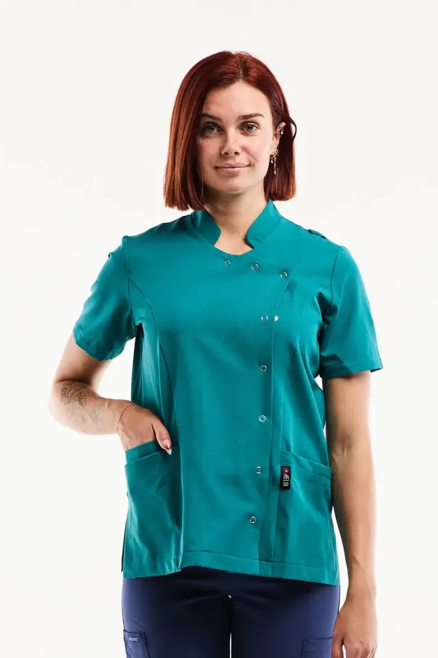 Aelin Aurelia Blouse Médicale Femme Bleu Turquoise Stretch