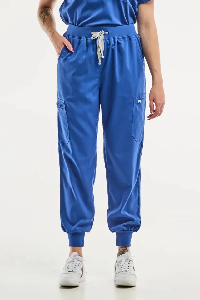 Aelin EMMA Jogger pantalon médical femme bleu roi stretch